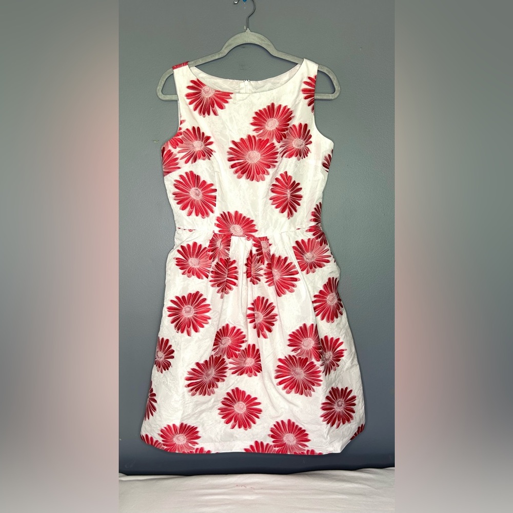 Carmen Marc Valvo Floral Jacquard Dress Fit & Flare Summer Event Party Brunch